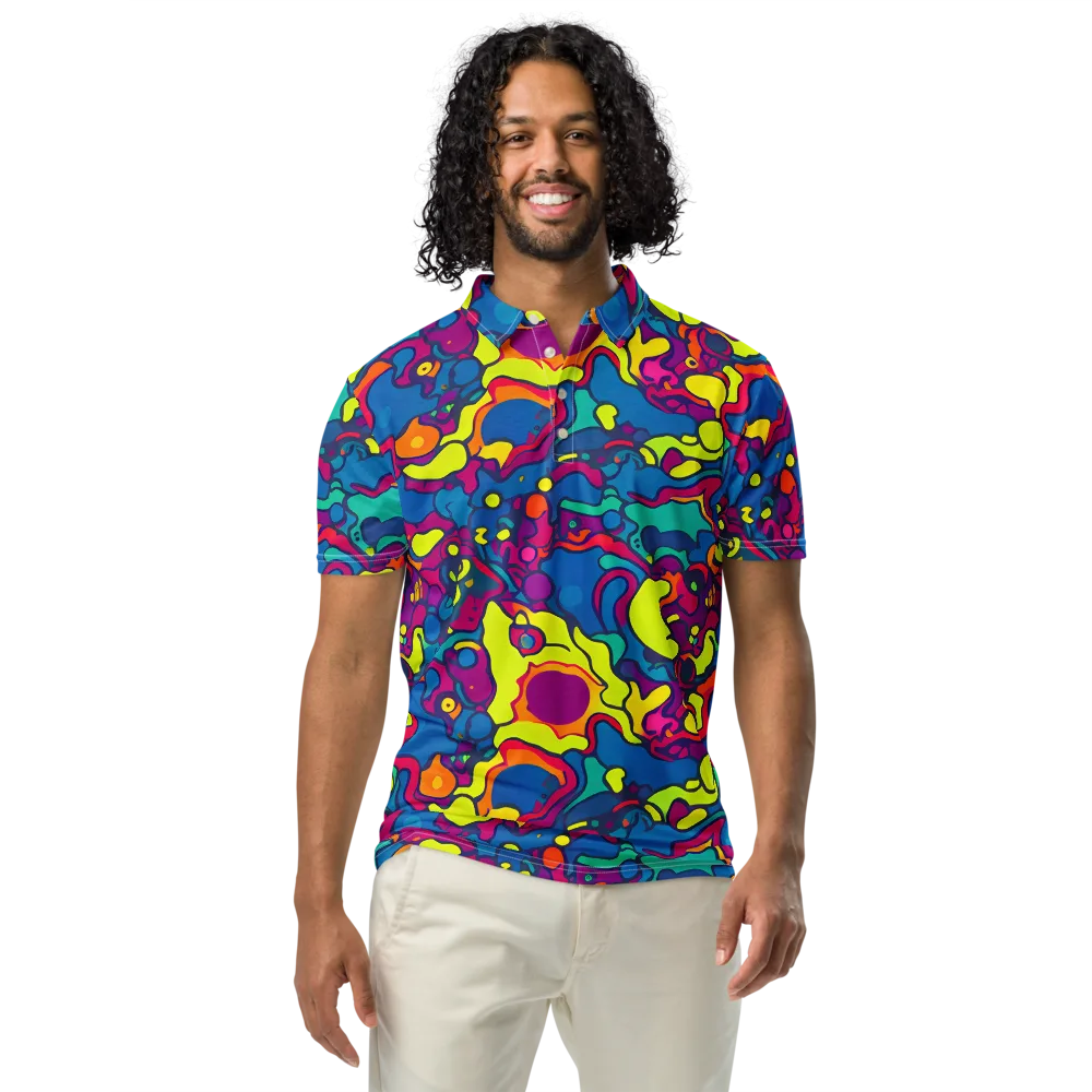 Colorful Chaos on Men's Slim Fit Polo Shirt — Front