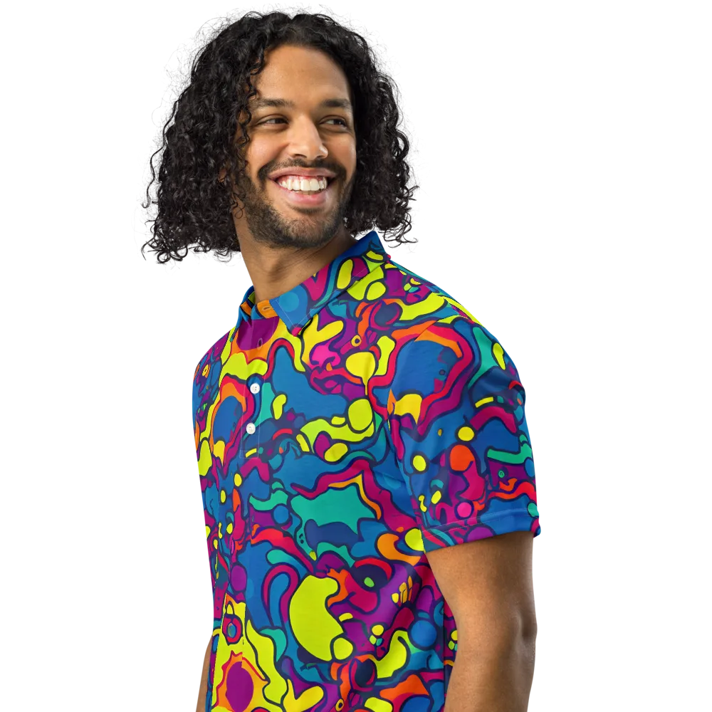 Colorful Chaos on Men's Slim Fit Polo Shirt — Left Front