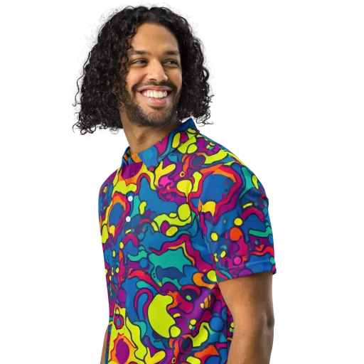 Colorful Chaos on a Men's Slim Fit Polo Shirt