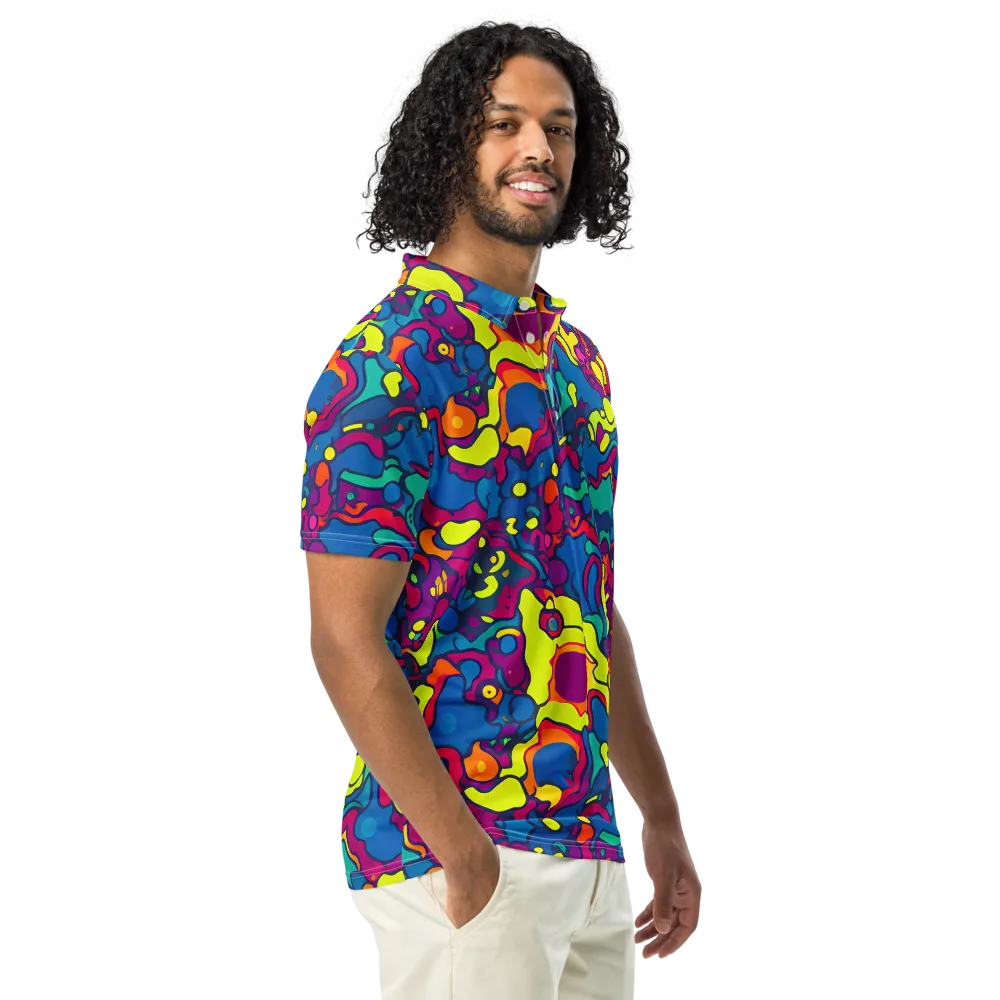 Colorful Chaos on Men's Slim Fit Polo Shirt — Right Front