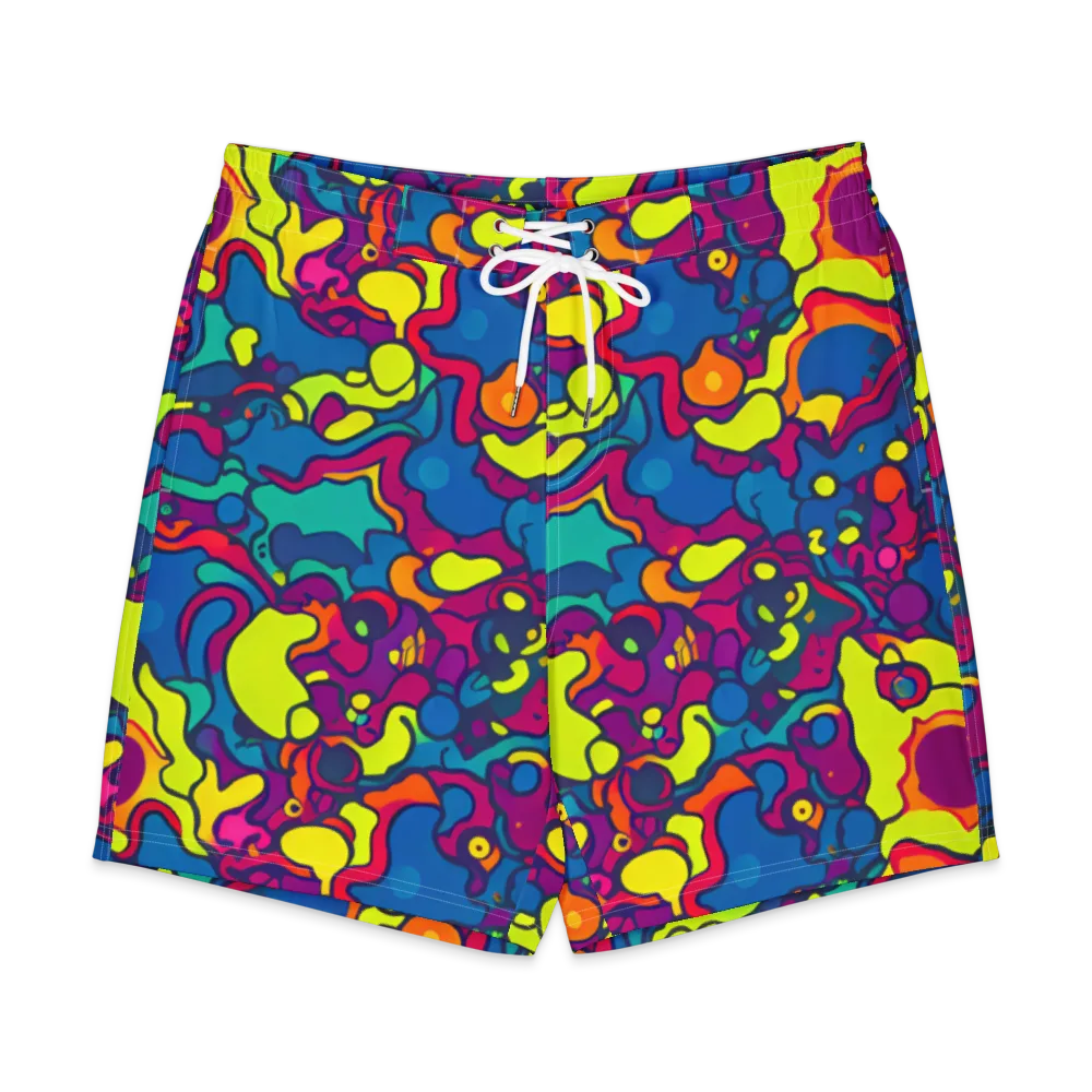 Colorful Chaos on Men's Board Shorts — Front