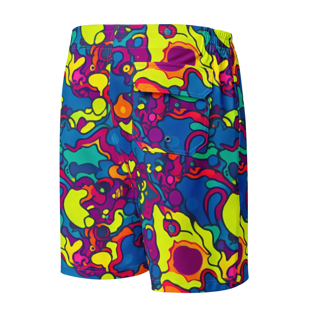 Colorful Chaos on Men's Board Shorts — Back