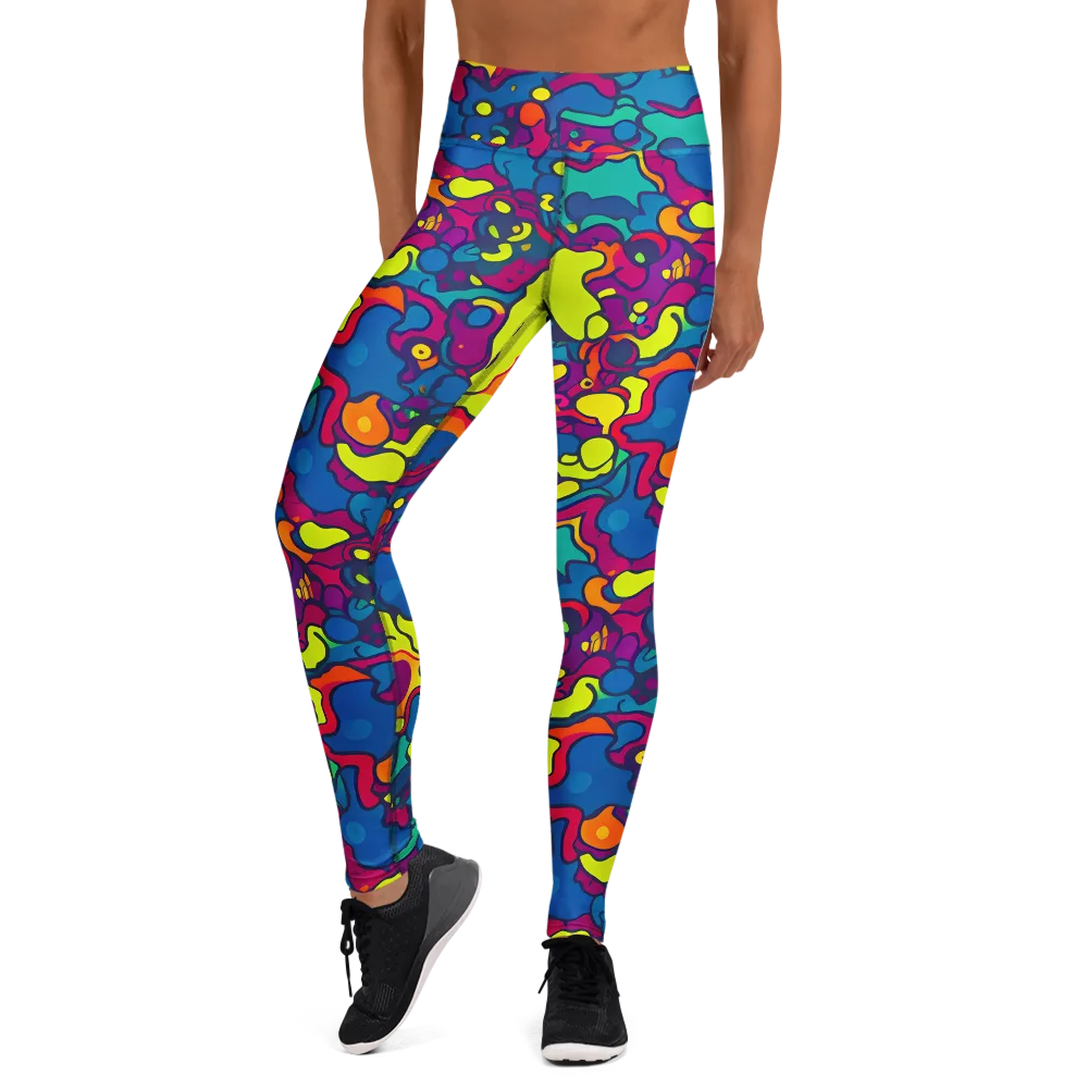 Colorful Chaos on Yoga Leggings — Front