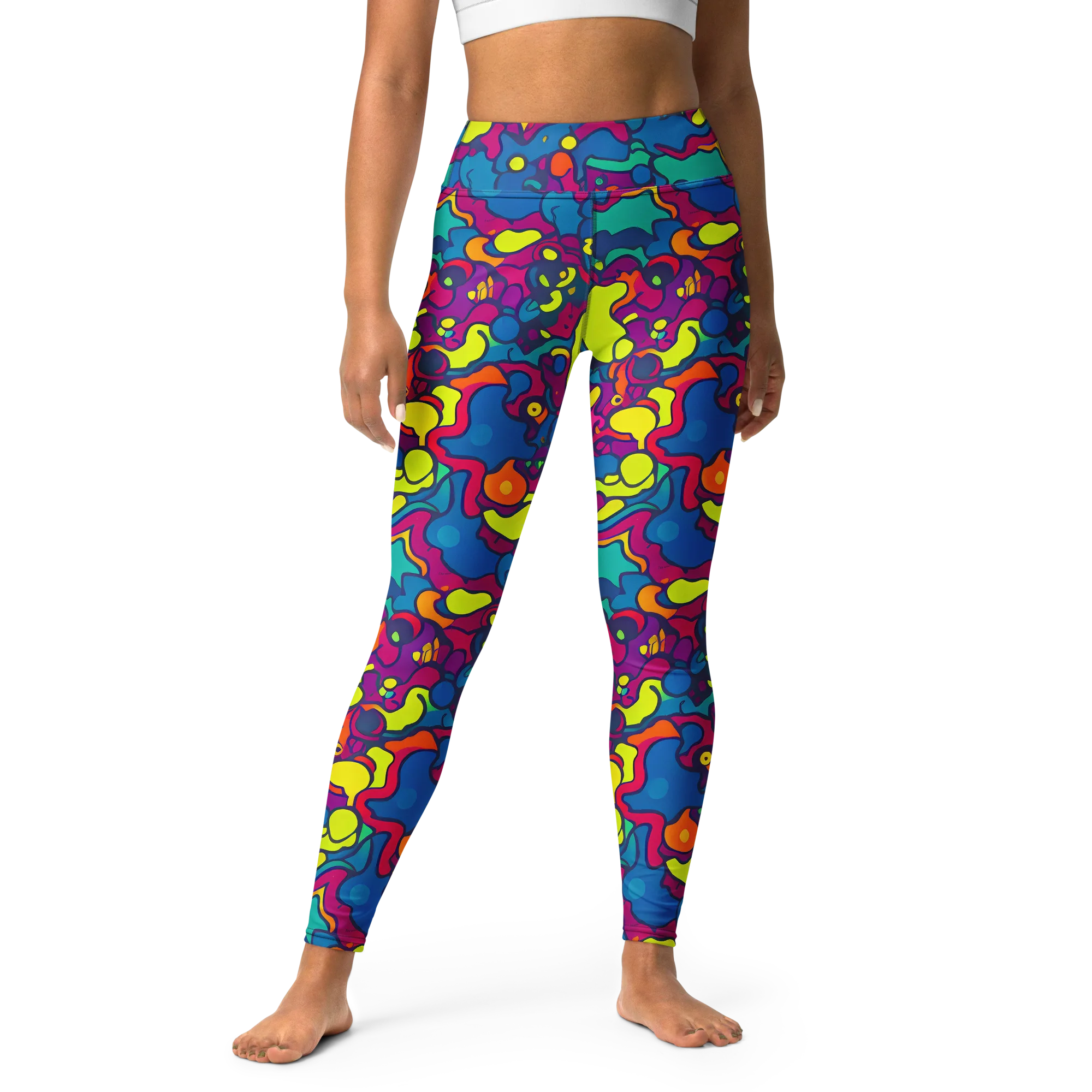 Colorful Chaos on Yoga Leggings — Front