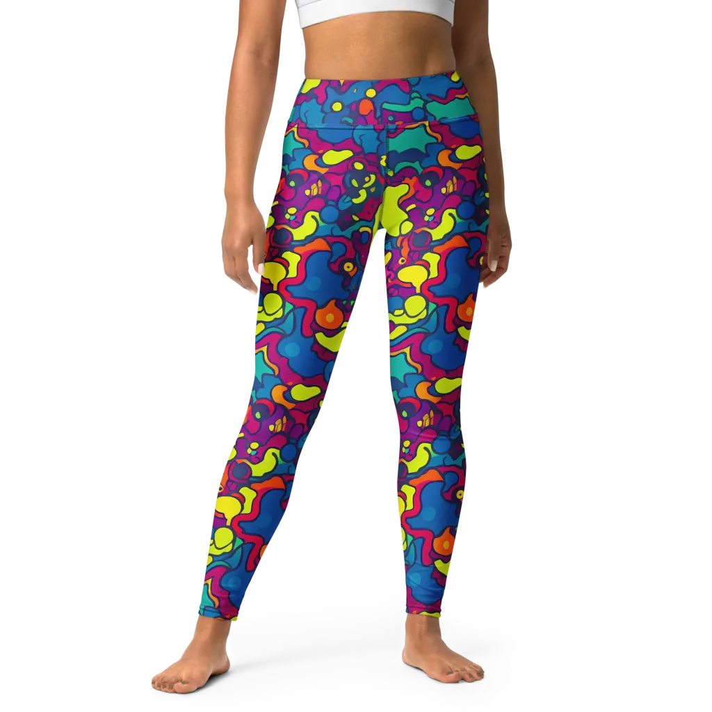 Colorful Chaos on Yoga Leggings — Front