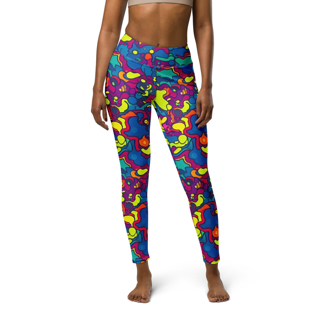 Colorful Chaos on Yoga Leggings — Front