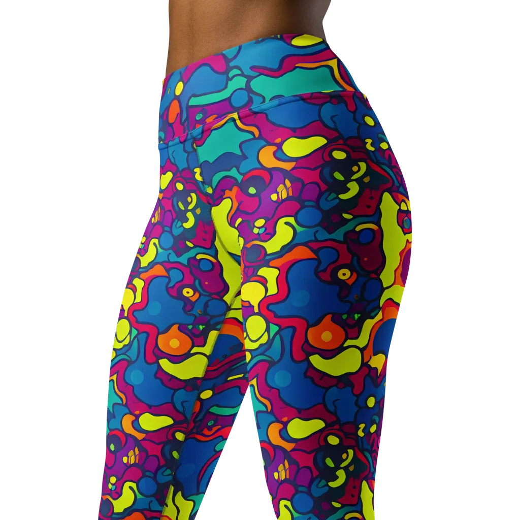 Colorful Chaos on Yoga Leggings — Left Front