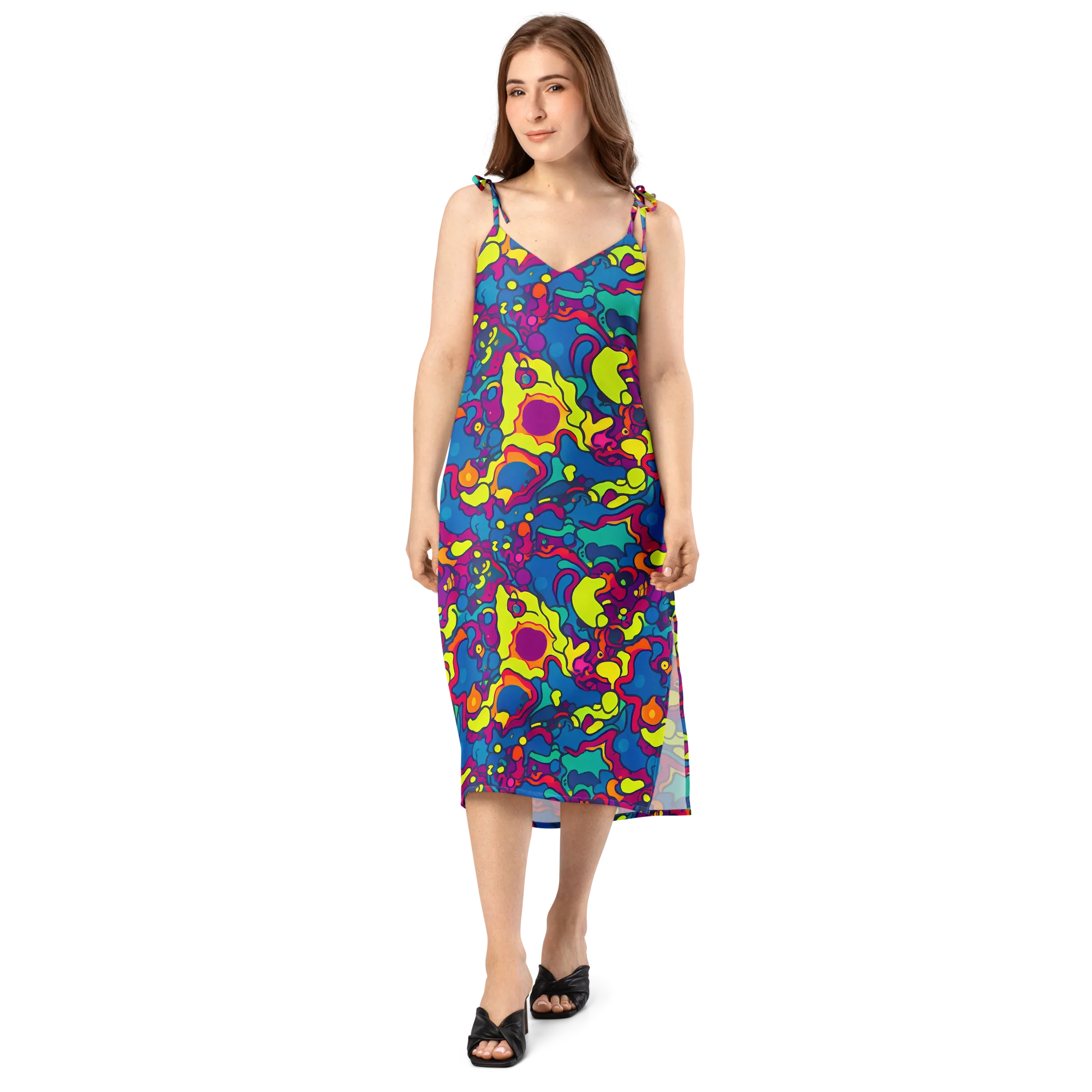 Colorful Chaos on Slip Dress — Front