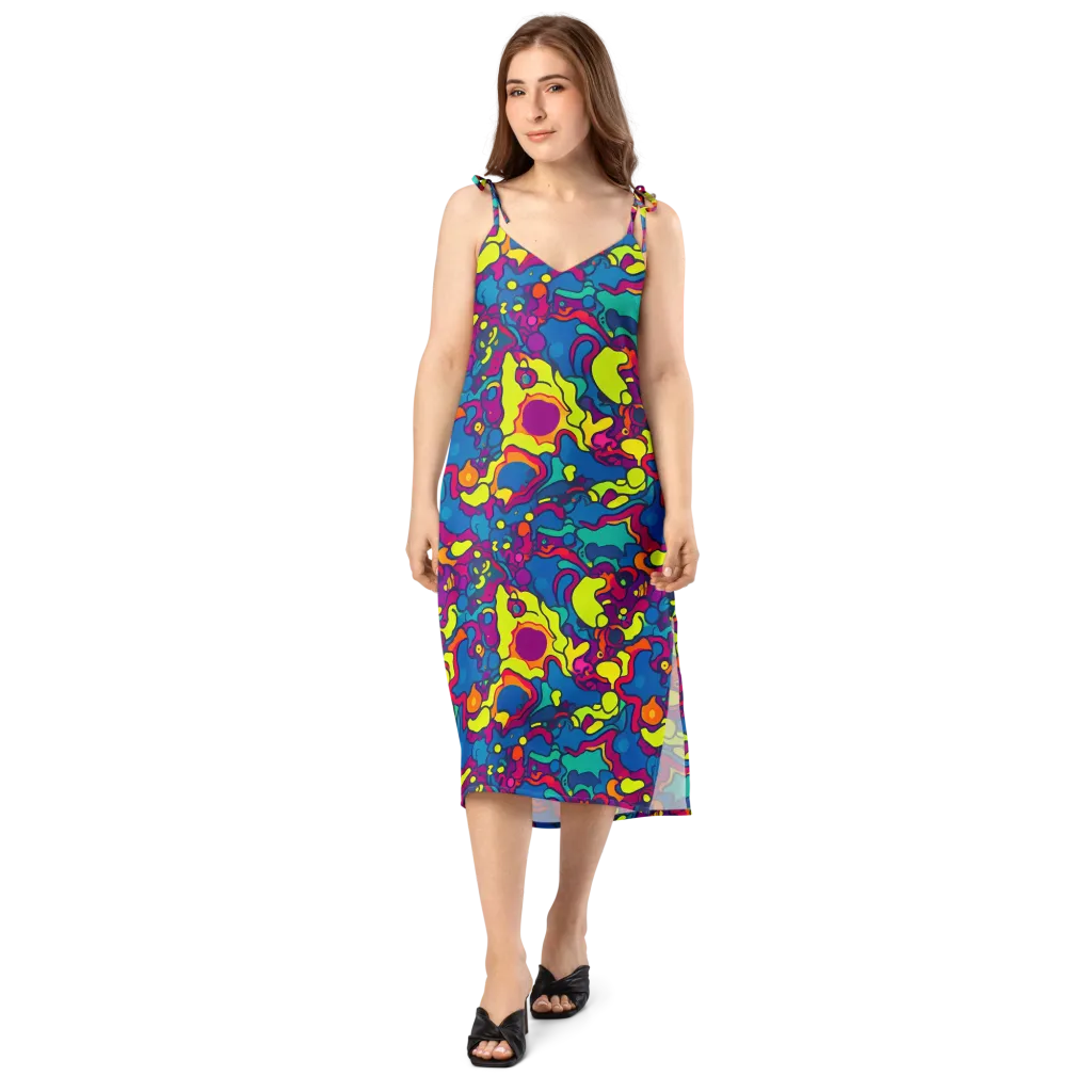 Colorful Chaos on Slip Dress — Front