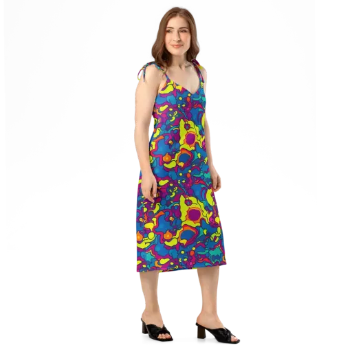 Colorful Chaos on a Slip Dress