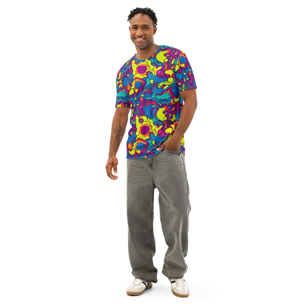 Colorful Chaos on Men's Cotton Crew Neck T-Shirt — Front