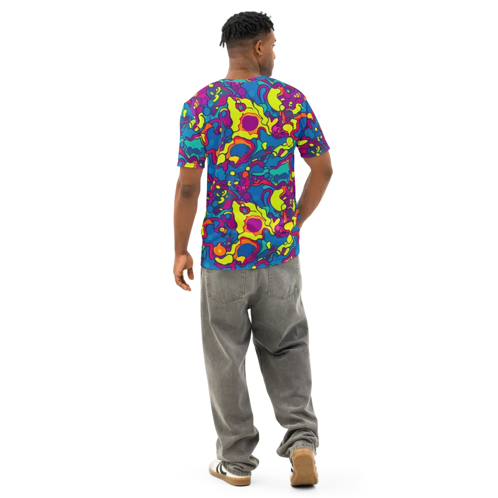 Colorful Chaos on Men's Cotton Crew Neck T-Shirt — Back