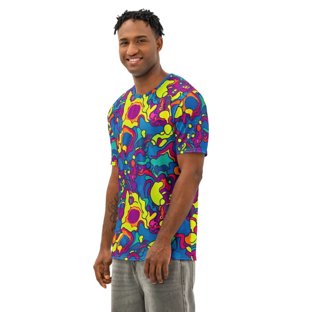 Colorful Chaos on Men's Cotton Crew Neck T-Shirt — Left Front