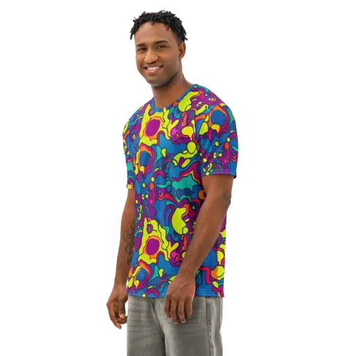 Colorful Chaos on a Men's Cotton Crew Neck T-Shirt