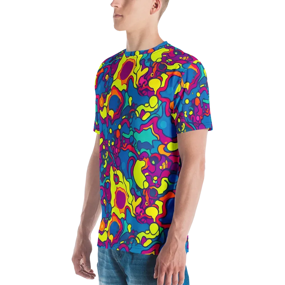 Colorful Chaos on Men's Crew Neck T-Shirt — Left
