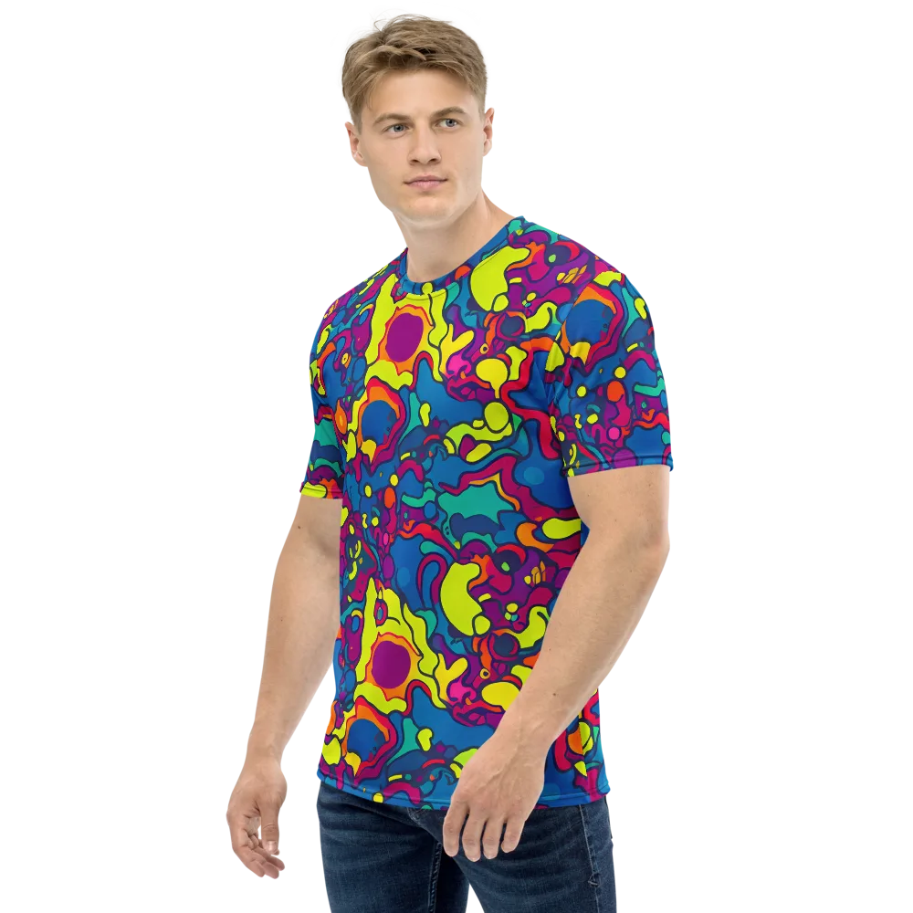Colorful Chaos on Men's Crew Neck T-Shirt — Left