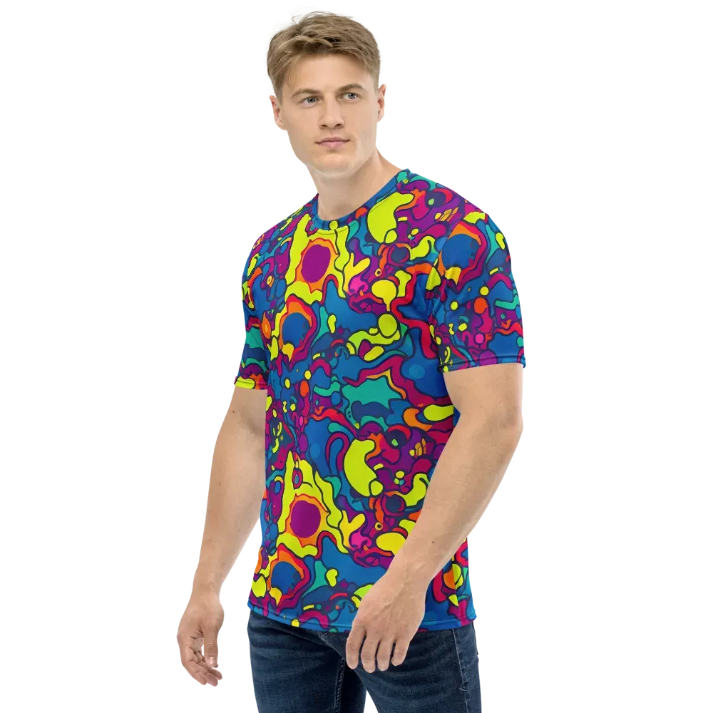Colorful Chaos on Men's Crew Neck T-Shirt — Left