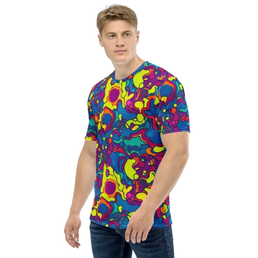 Colorful Chaos on a Men's Crew Neck T-Shirt