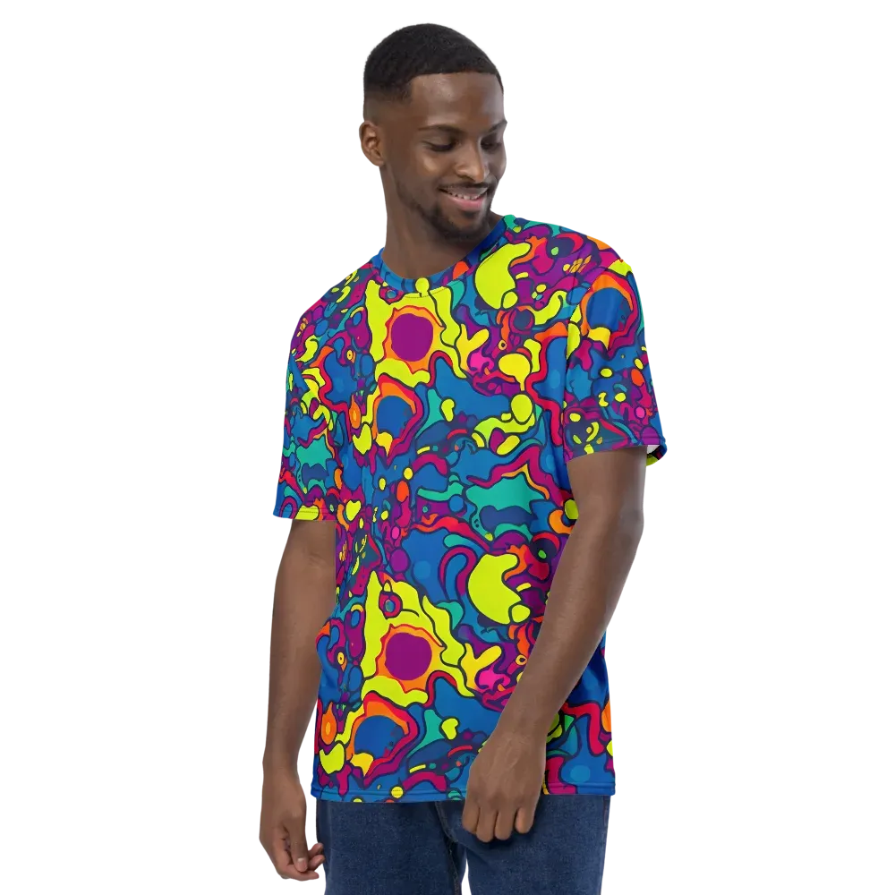 Colorful Chaos on Men's Crew Neck T-Shirt — Left