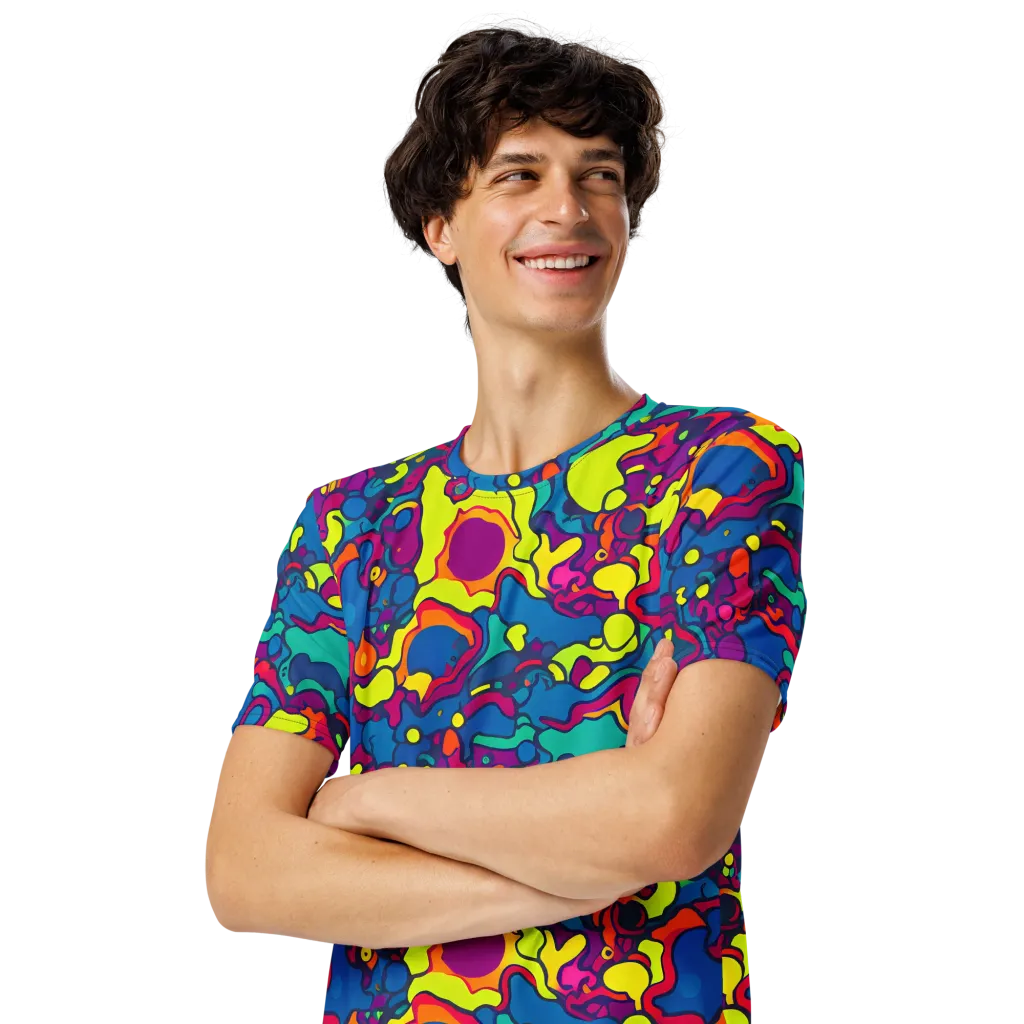 Colorful Chaos on Men's Crew Neck T-Shirt — Left Front