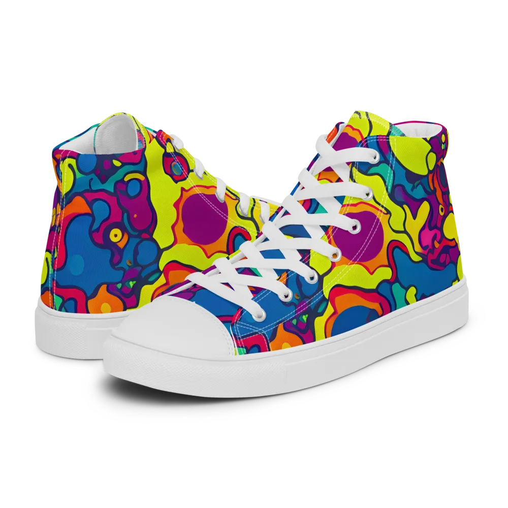 Colorful Chaos on Men's High Top Canvas Shoes — Left