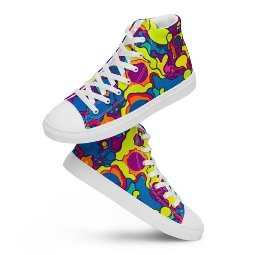 Colorful Chaos on a Men's High Top Canvas Shoes