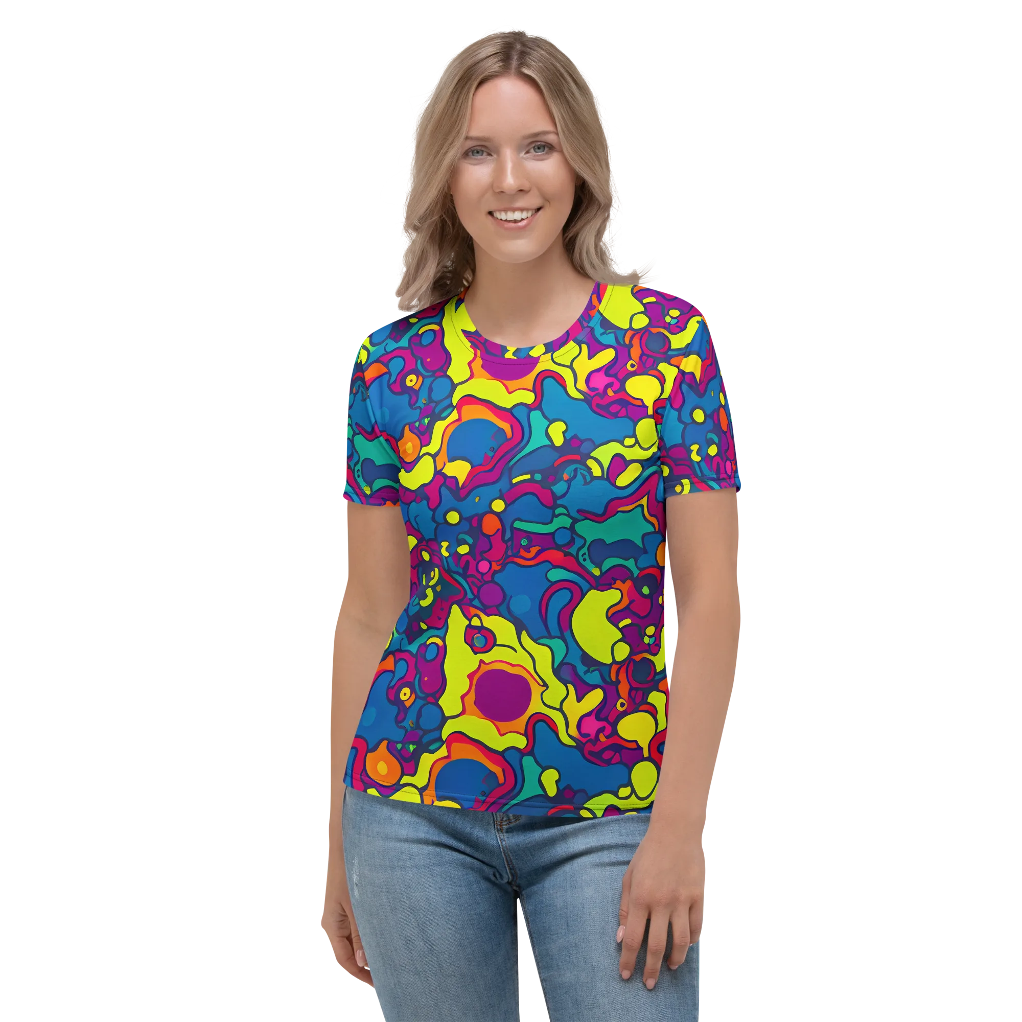 Colorful Chaos on Women's Crew Neck T-Shirt — Front