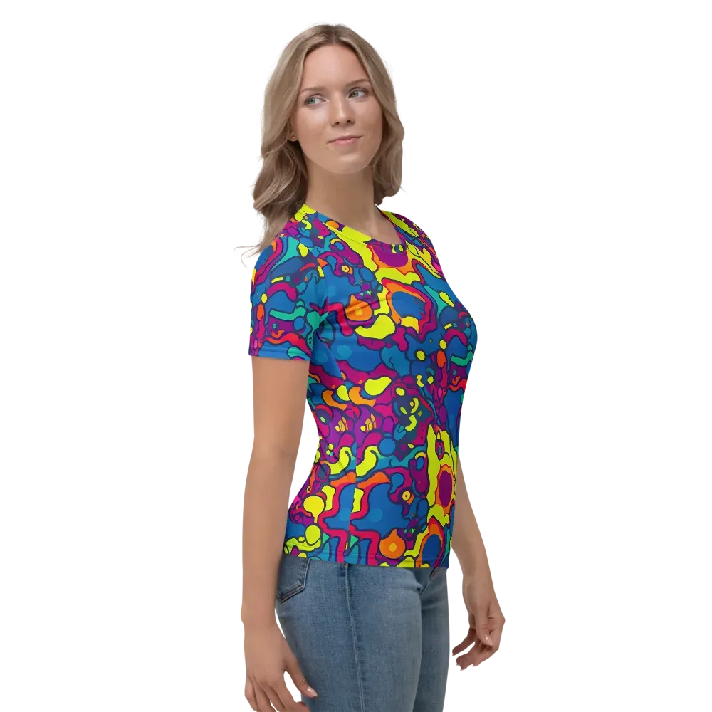 Colorful Chaos on Women's Crew Neck T-Shirt — Right