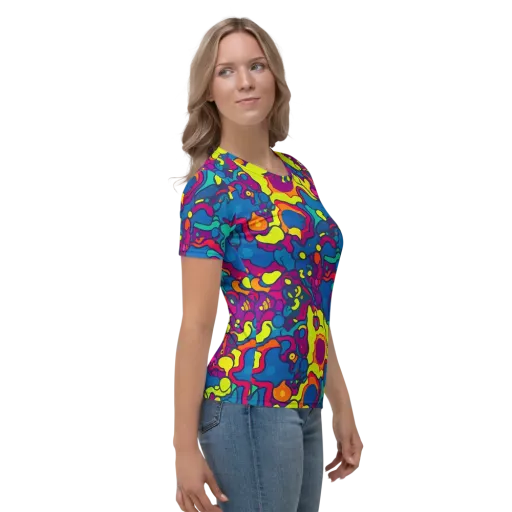 Colorful Chaos on a Women's Crew Neck T-Shirt