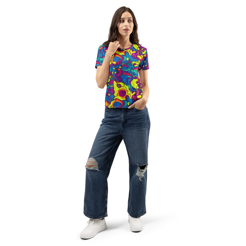 Colorful Chaos on Women's Crew Neck T-Shirt — Front