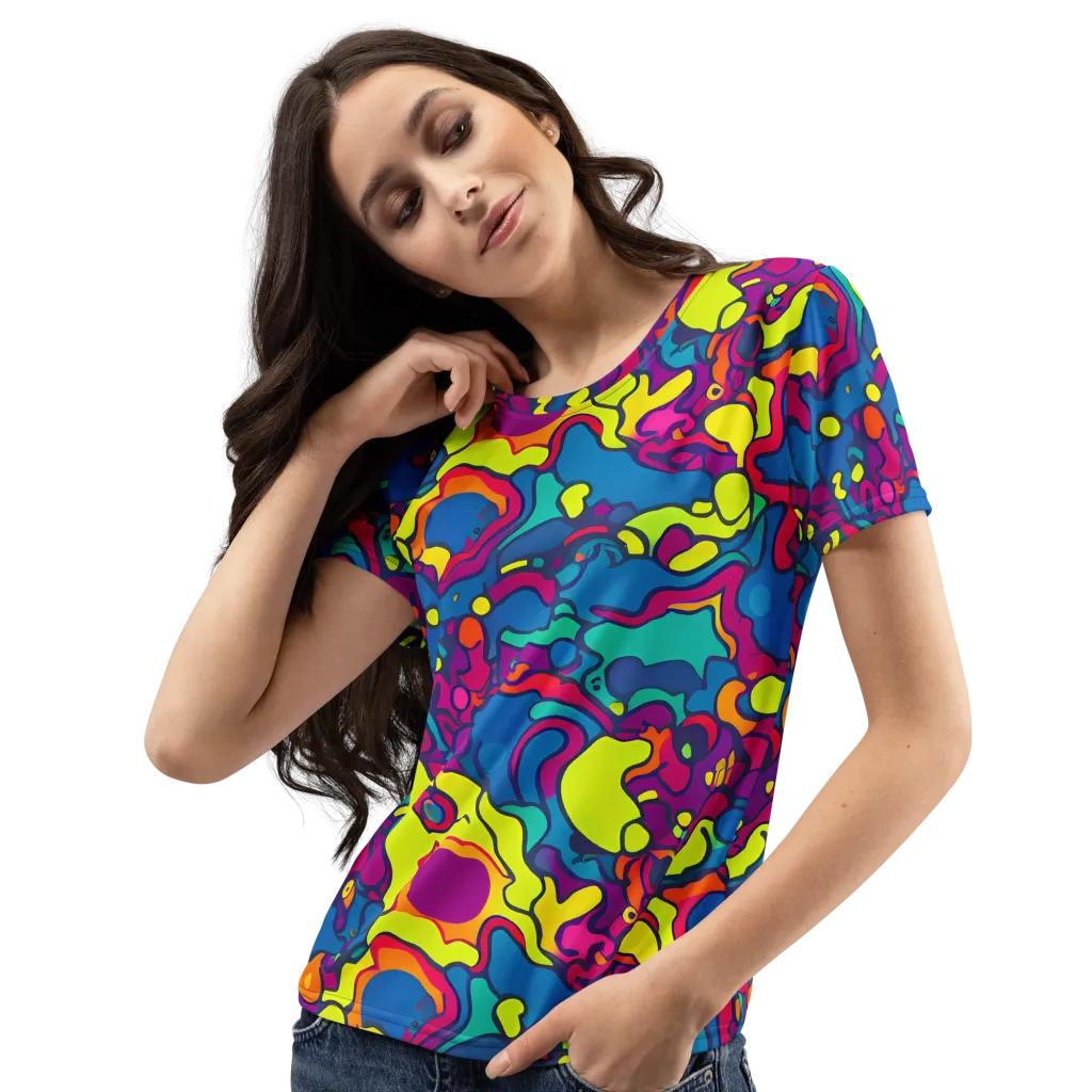 Colorful Chaos on Women's Crew Neck T-Shirt — Left Front