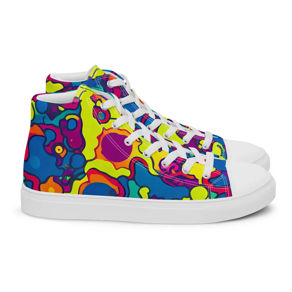 Colorful Chaos on Women's High Top Canvas Shoes — Right