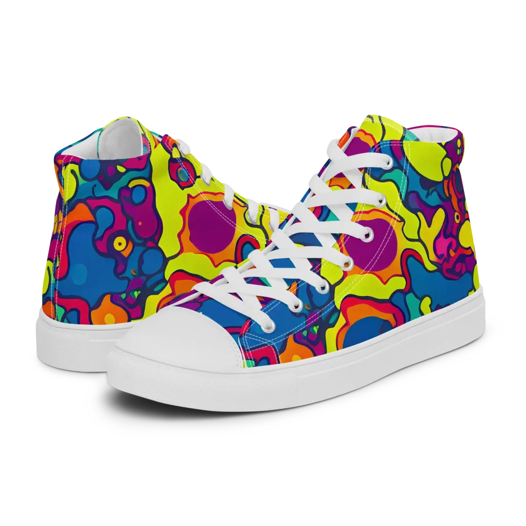 Colorful Chaos on Women's High Top Canvas Shoes — Left