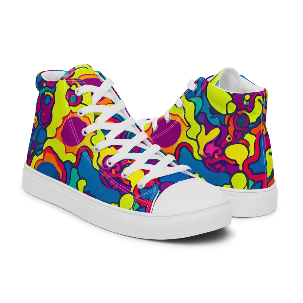 Colorful Chaos on Women's High Top Canvas Shoes — Right