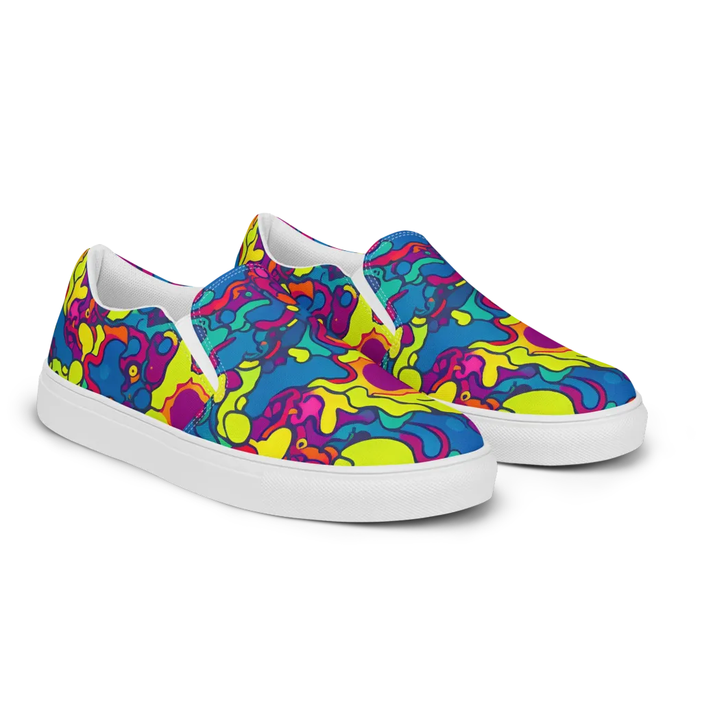 Colorful Chaos on Men's Slip-On Canvas Shoes — Right Front