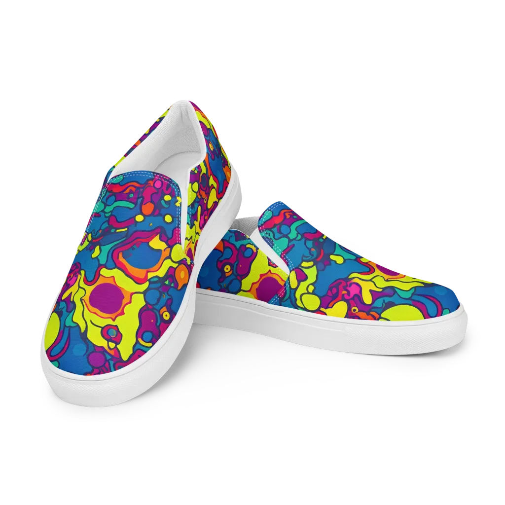 Colorful Chaos on Men's Slip-On Canvas Shoes — Left Front
