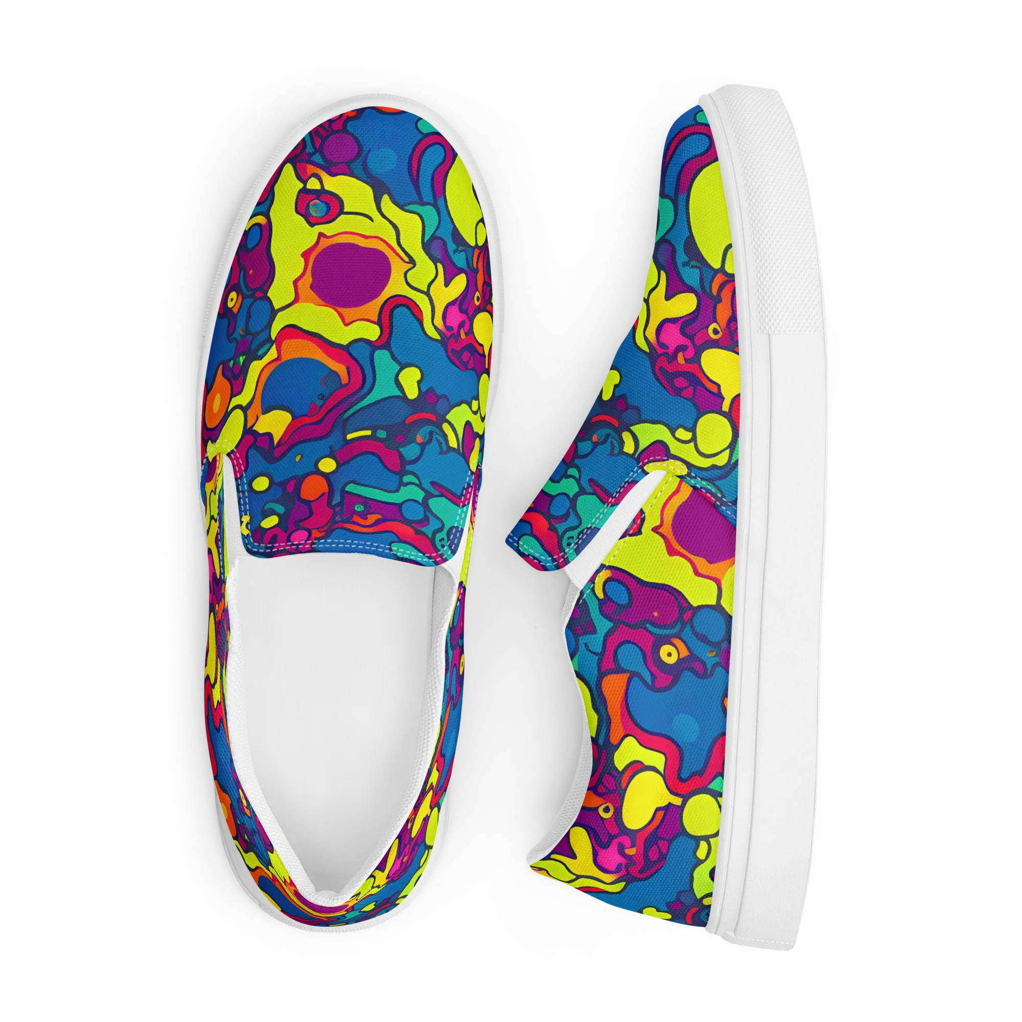 Colorful Chaos on Men's Slip-On Canvas Shoes — Front