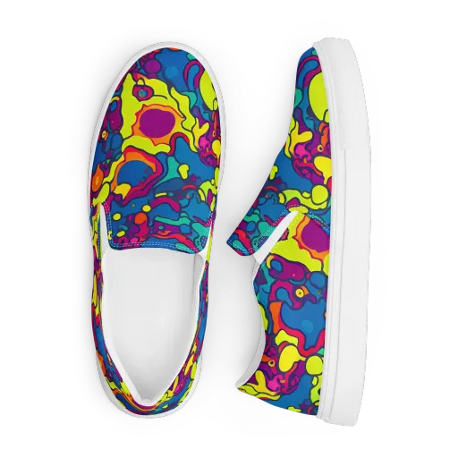 Colorful Chaos on a Men's Slip-On Canvas Shoes