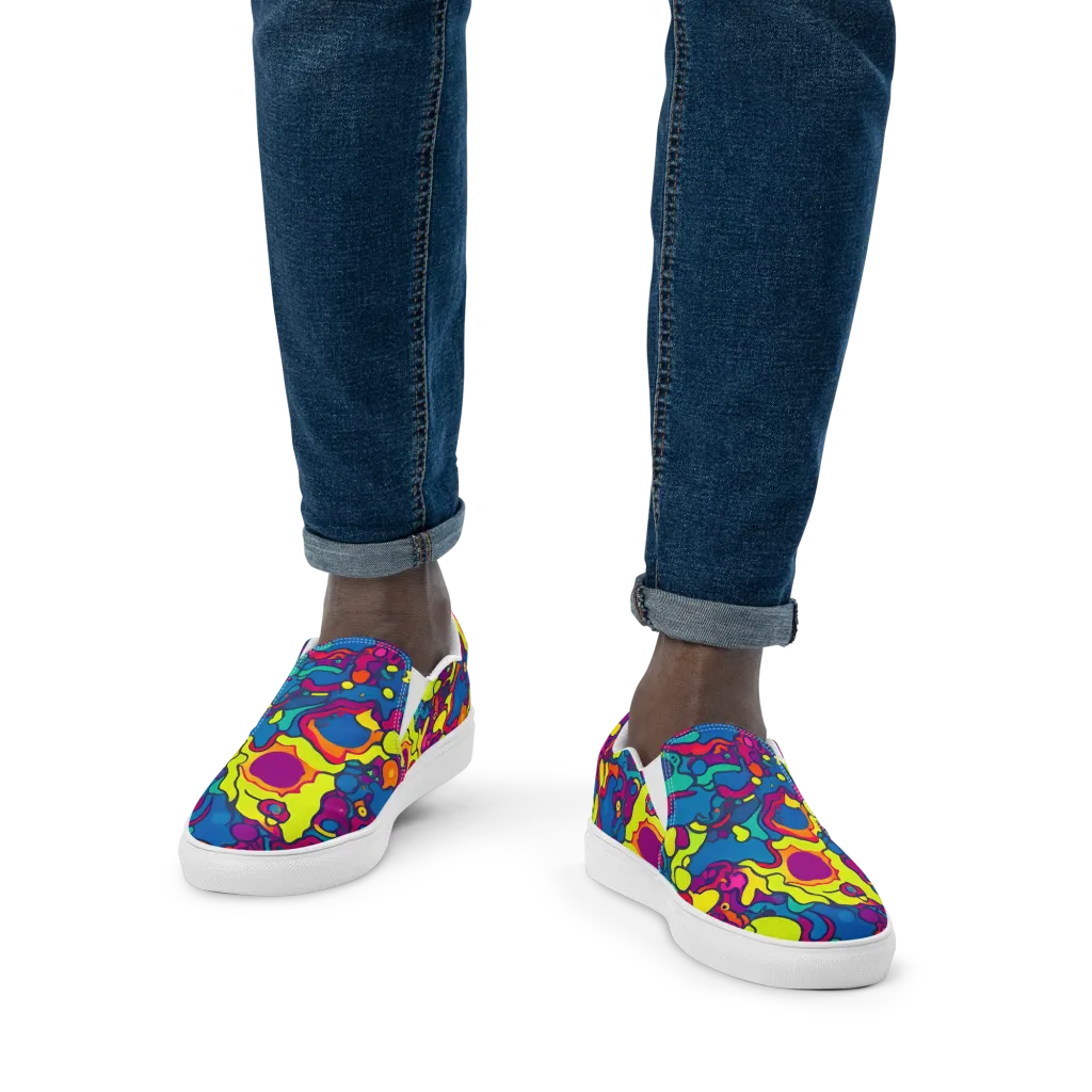 Colorful Chaos on Men's Slip-On Canvas Shoes — Front