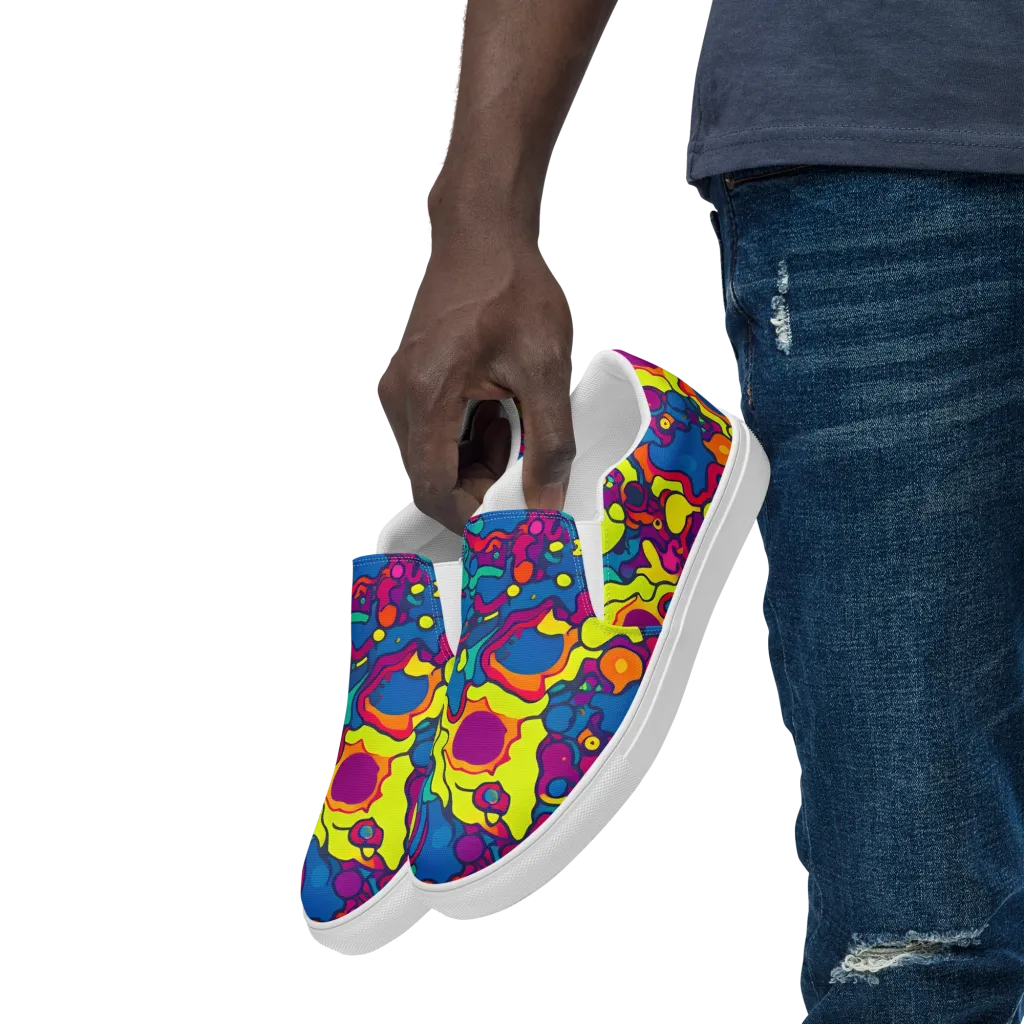 Colorful Chaos on Men's Slip-On Canvas Shoes — Left Front