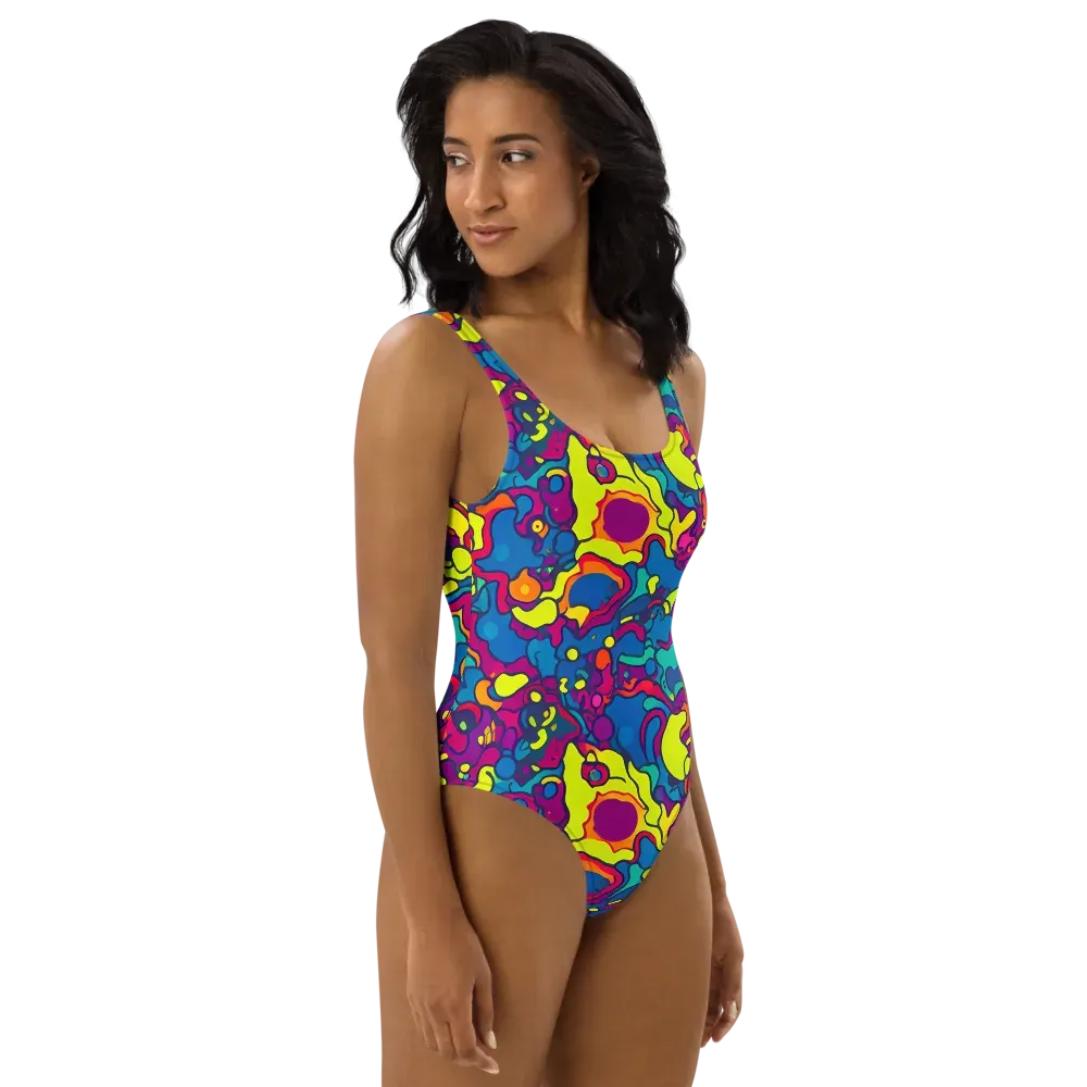 Colorful Chaos on One-Piece Swimsuit — Right