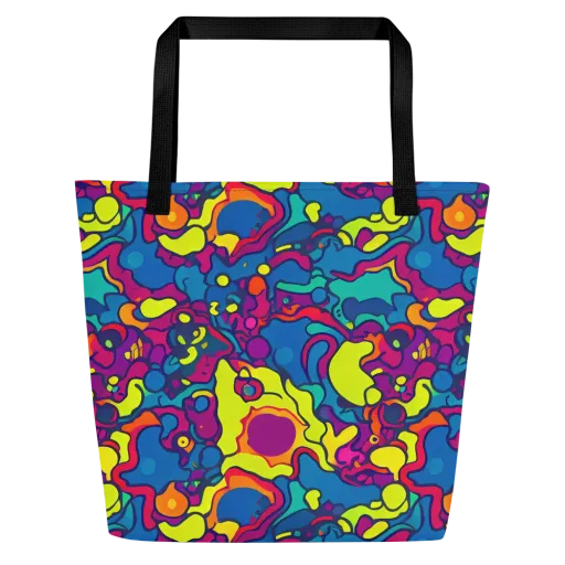 Colorful Chaos on a Large Tote Bag W/ Pocket