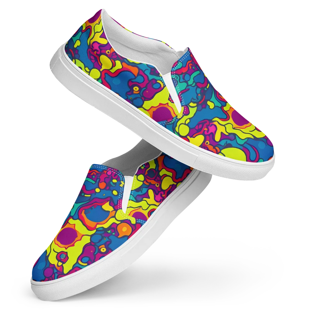 Colorful Chaos on Women's Slip-On Canvas Shoes — Front