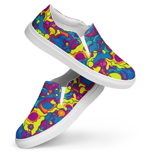 Colorful Chaos on a Women's Slip-On Canvas Shoes