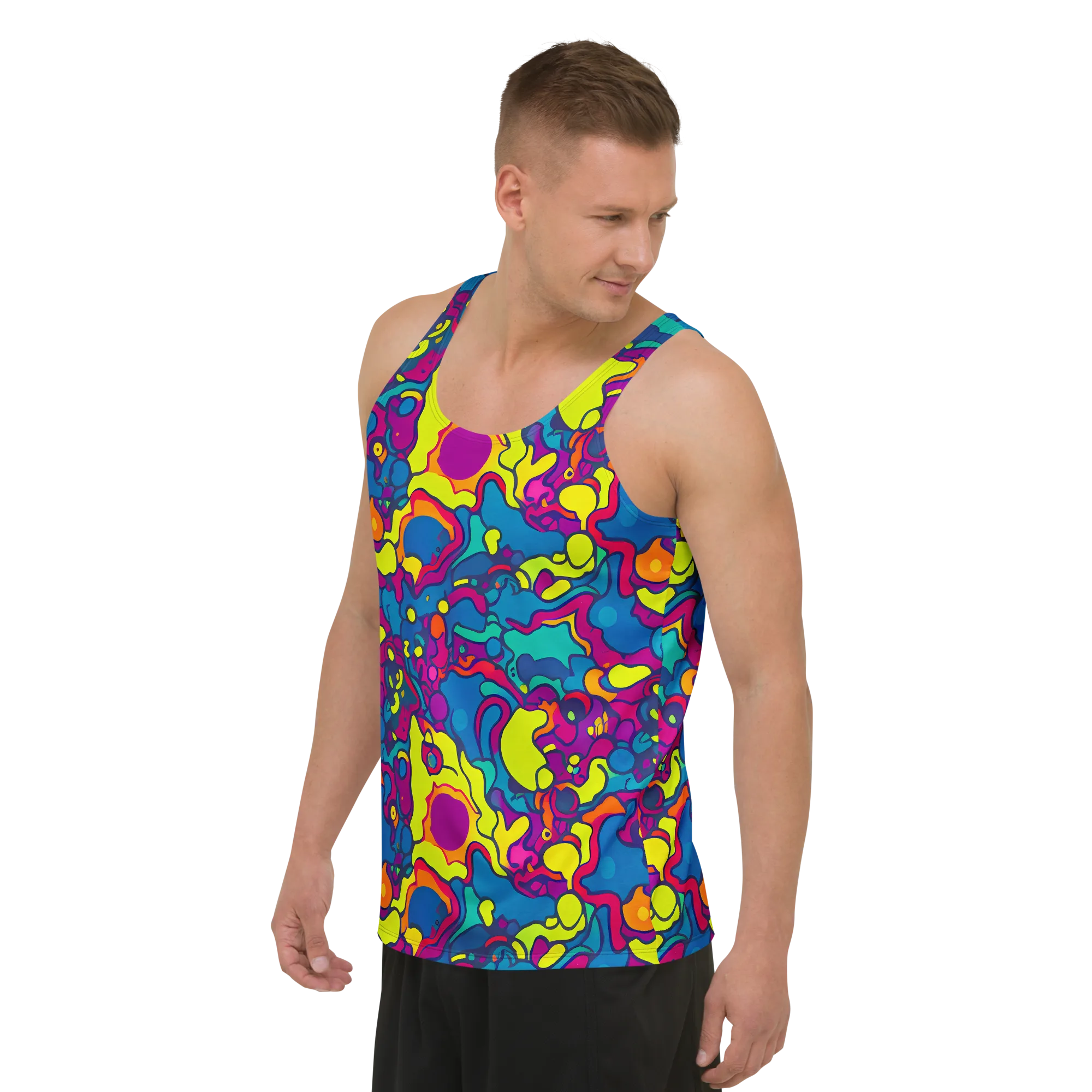 Colorful Chaos on Men's Tank Top — Left Front