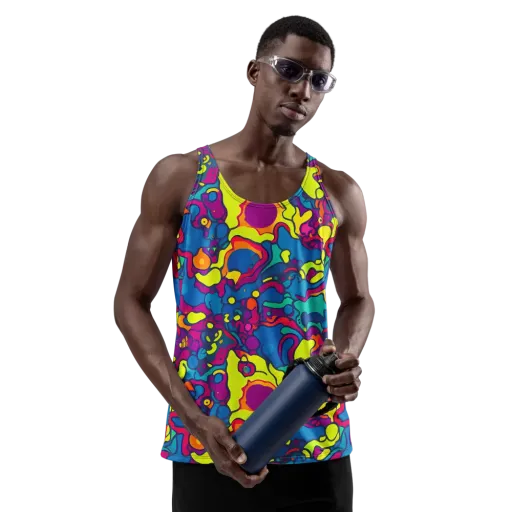 Colorful Chaos on a Men's Tank Top