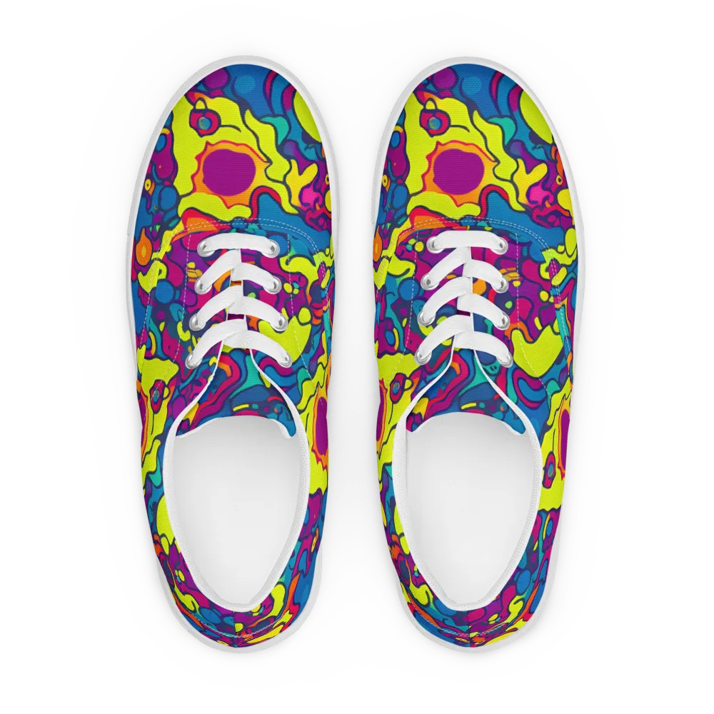 Colorful Chaos on Men's Lace-Up Canvas Shoes — Front