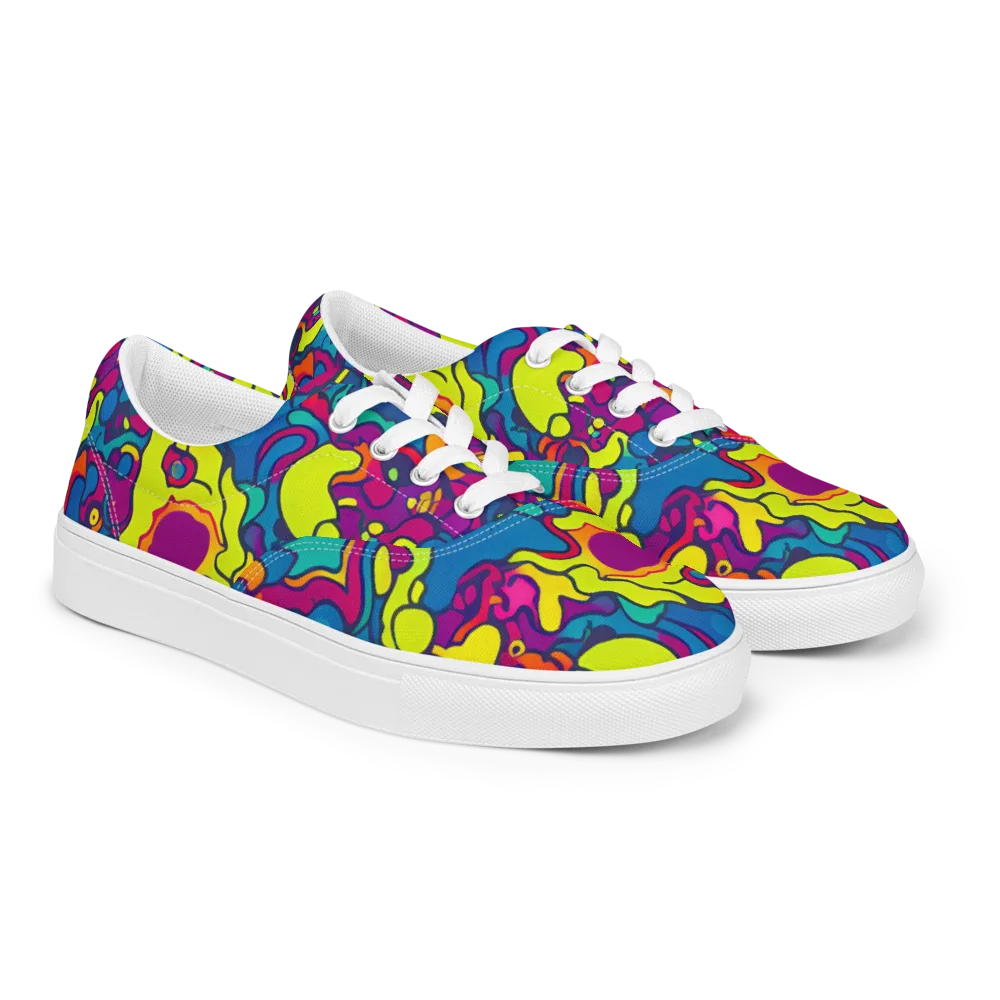 Colorful Chaos on Men's Lace-Up Canvas Shoes — Right Front