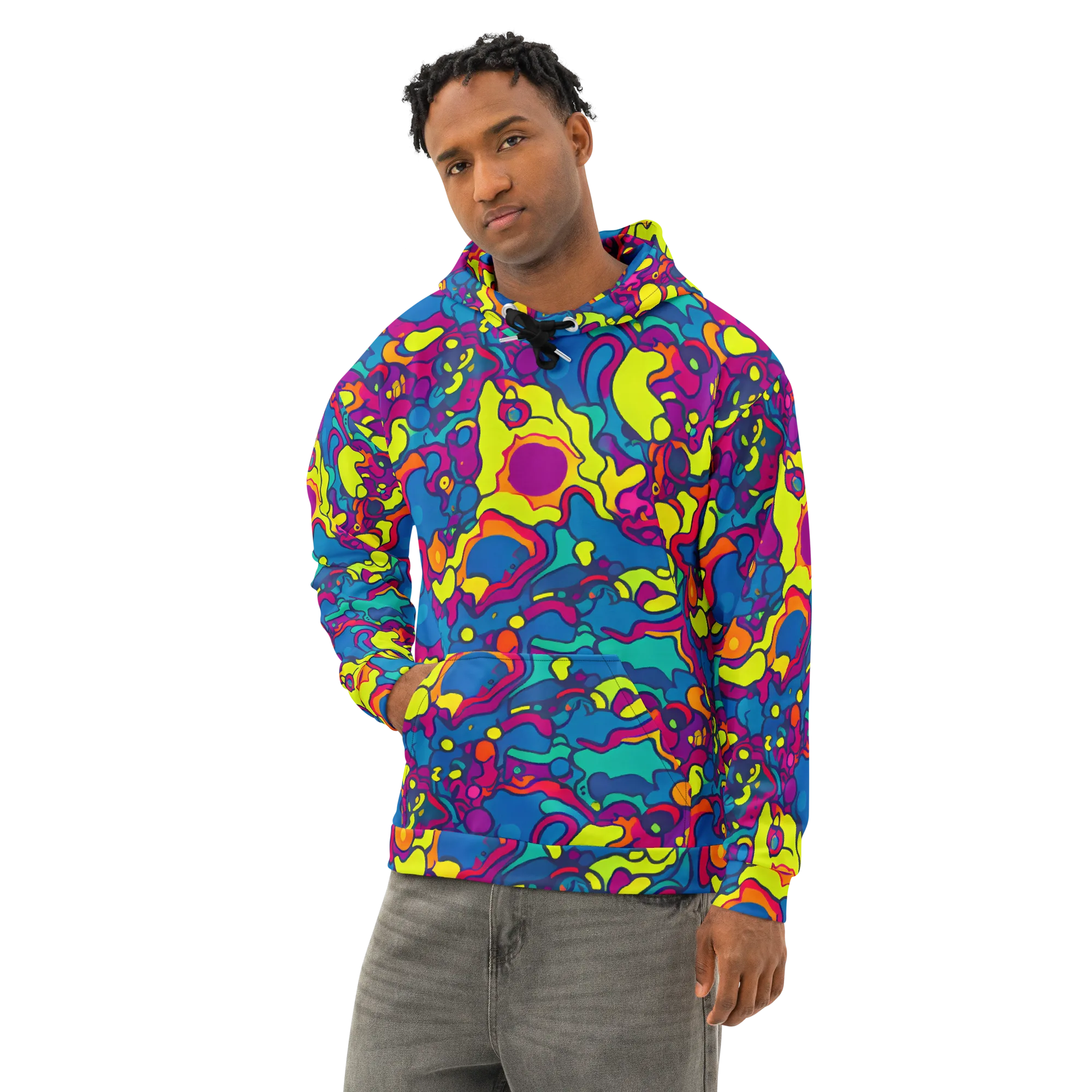 Colorful Chaos on Cotton Hoodie — Left Front