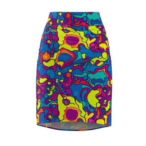 Colorful Chaos on a Pencil Skirt